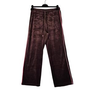 Tickled Pink by FUDA Brown Velour Wide Leg Lounge Pants Womens size Large